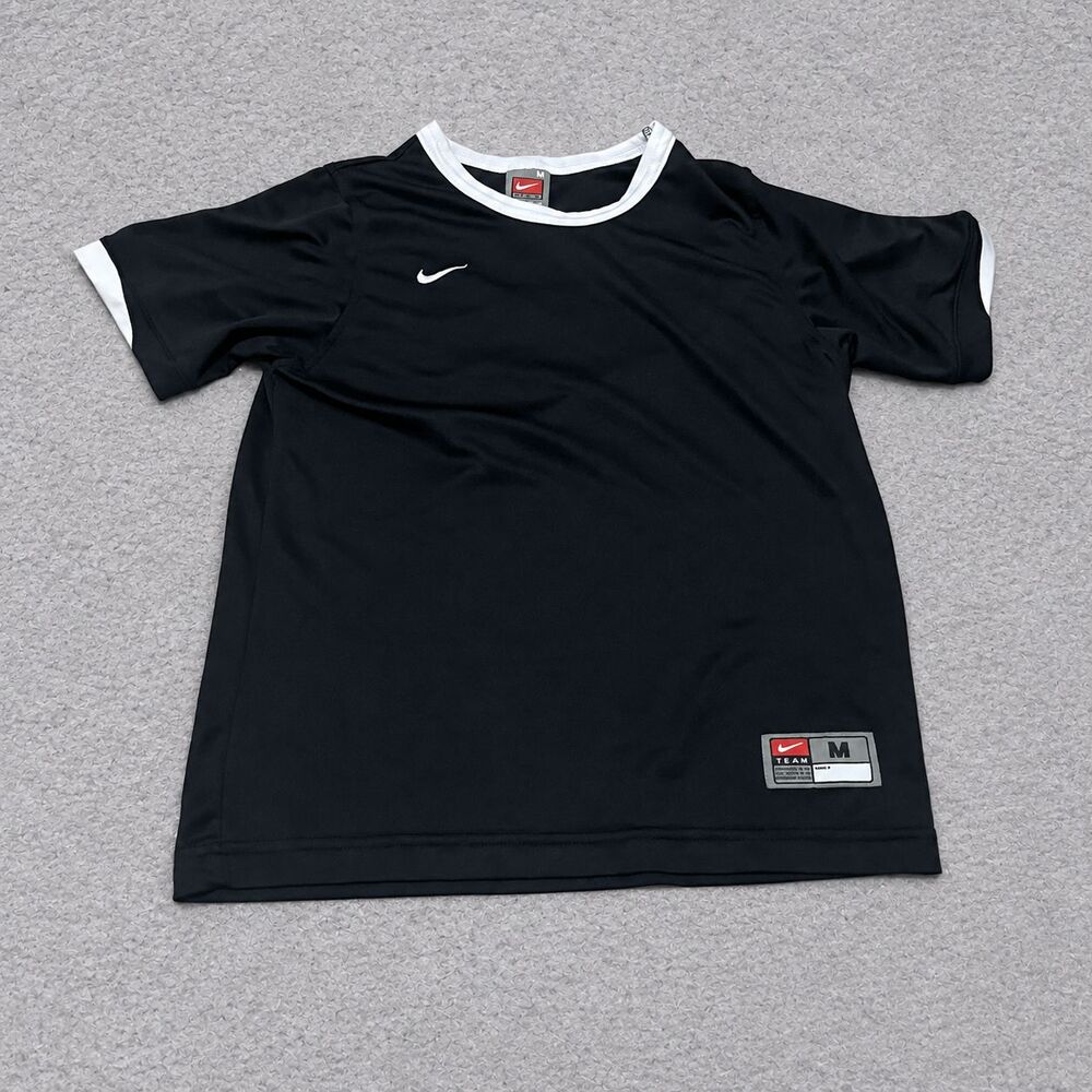 Nike Shirt Youth L Pullover Black White Athletic Performance Active Tee Boys